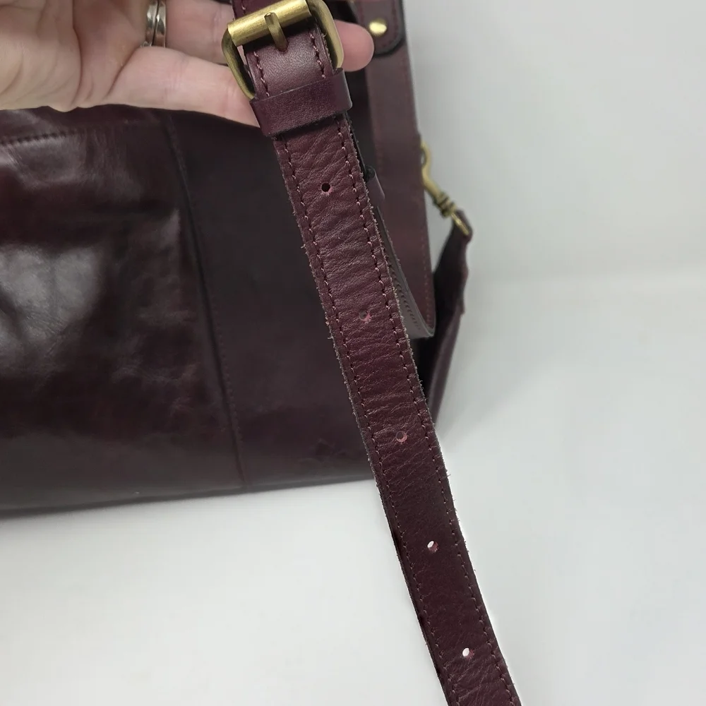 Patricia Nash Paloma Burgundy Patchwork Woven Leather Satchel Detachable Strap
